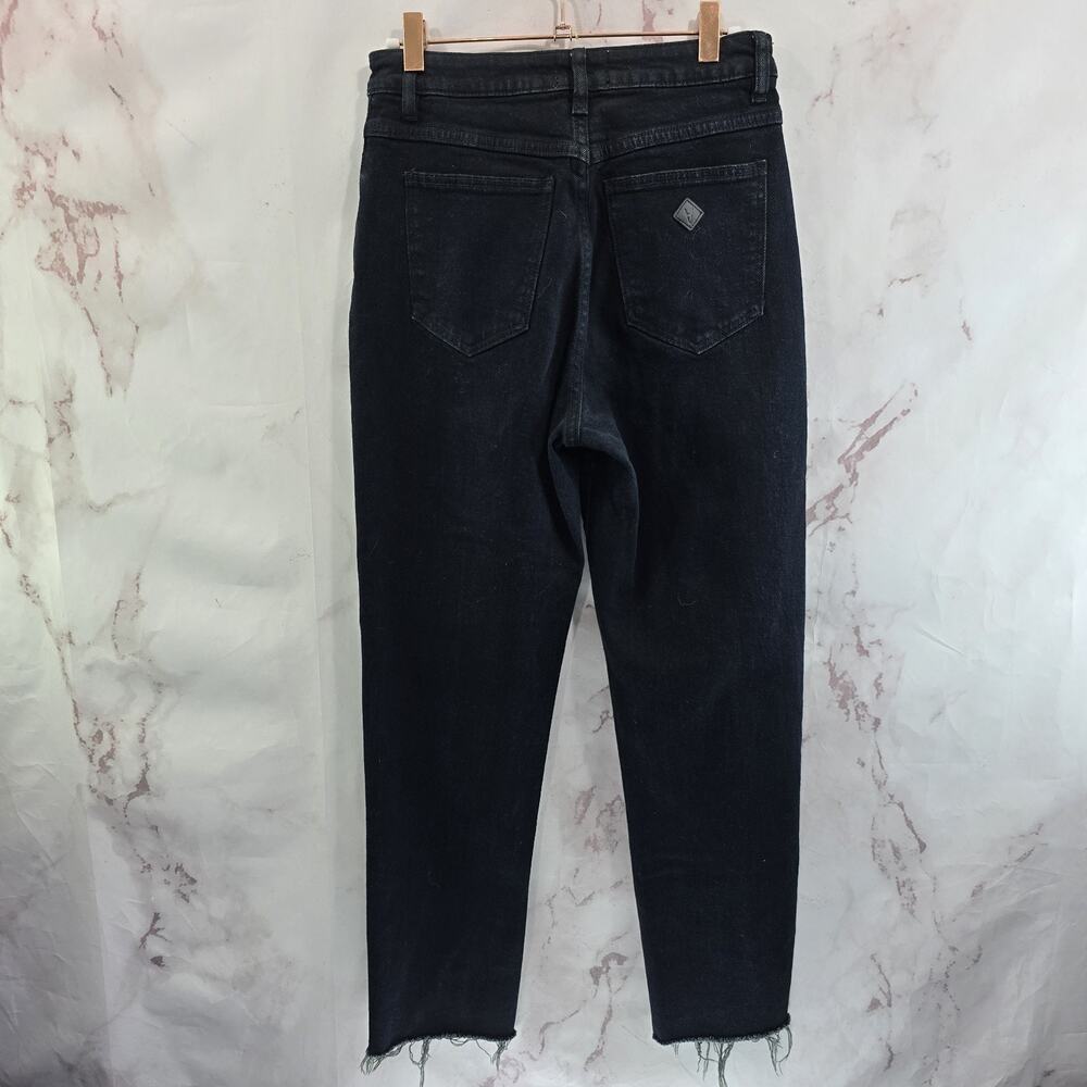 Abrand Jeans Womens 28 X 27 Black Crop 94 High Slim Mom Frayed Hem